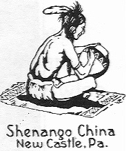 early black and white logo for shenango china new castle pennsylvania